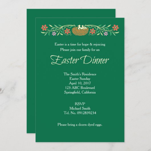 イースターディ伝統的ナーフローラ 招待状 (正面/裏面)