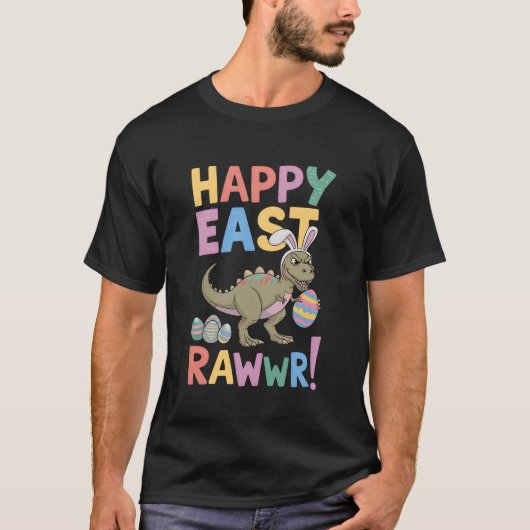 イースターデイおもしろい恐竜ハッピーEastrawr Tレックス Tシャツ (正面)