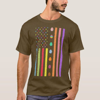 イースターデイアメリカンエッグおもしろいフラグ男の子ガールズキッド Tシャツ