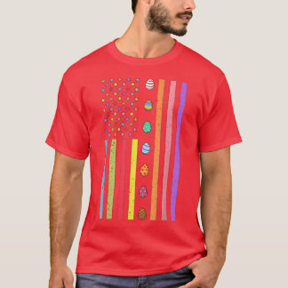 イースターデイアメリカンエッグおもしろいフラグ男の子ガールズキッド Tシャツ