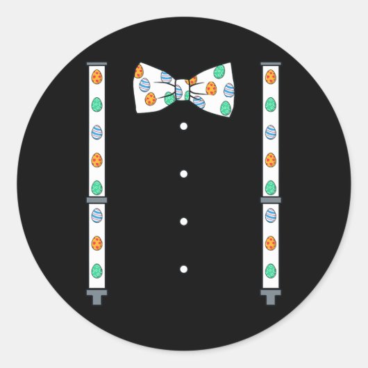 イースターデイエッグサスペンダーとボウタイおもしろいボーイズギ ラウンドシール (正面)