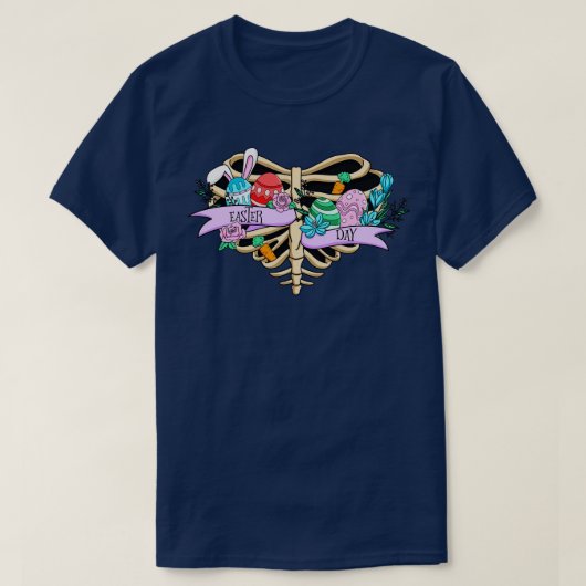 イースターデイスケルトン色彩の鮮やかハートイースターエッグギフト Tシャツ (デザイン正面)