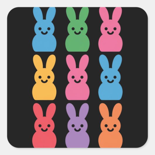 イースターデイバニーエッグプレイドヒョウ スクエアシール (正面)