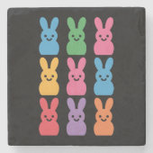 イースターデイバニーエッグプレイドヒョウ ストーンコースター (正面)