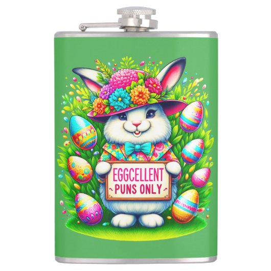 イースターデイバニーラビットエッグデザイン フラスク (正面)