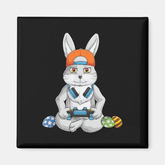 イースターデイバニー卵おもしろい男の子ガールズキッズゲーマー6 マグネット (正面)