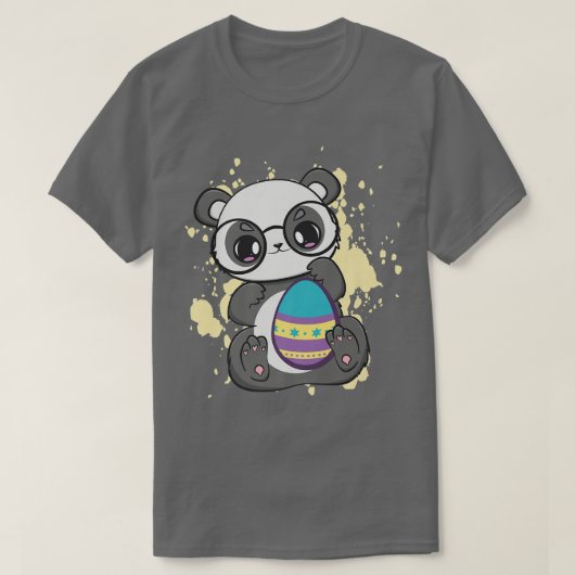 イースターデイリトルパンダと卵狩り春アニメ Tシャツ (デザイン正面)