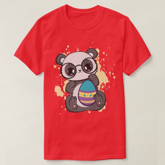 イースターデイリトルパンダと卵狩り春アニメ Tシャツ (デザイン正面)