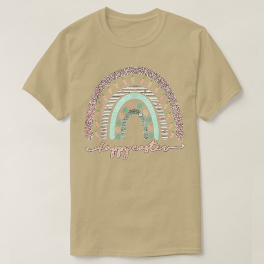 イースターデイレインボー（卵とイースターバニーハップ） Tシャツ (デザイン正面)
