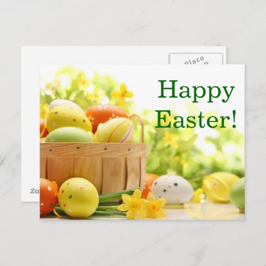 イースターデコレーションと卵 シーズンポストカード (正面/裏面)