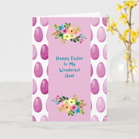 イースターデザインと卵カラフル付き叔母 カード (黄色い花)