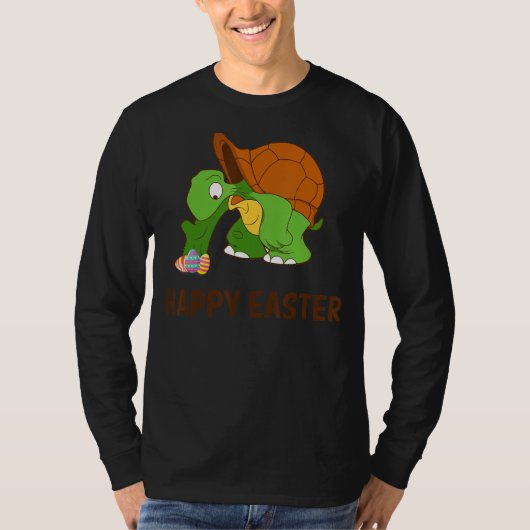 イースターデーに卵を持つ亀 Tシャツ (正面)
