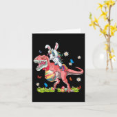 イースターデー ユニコーンに乗る T-レックス バニー コスチューム ギフト カード (黄色い花)