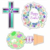 イースタートピアリークロスとフローラ卵リース シール (正面)