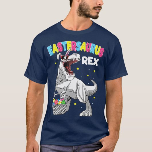 イースタートレックス子供へシャツ恐竜バニーイースター Tシャツ (正面)