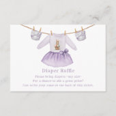 イースタードレスおむつラッフルパープルベビーシャワー エンクロージャーカード (正面)