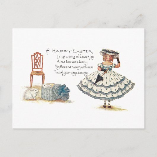イースタードレスとバンニーの女の子 シーズンポストカード (正面)