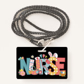 イースターナース聴診器バニーラビットエッグ バッジ (正面ランヤード)