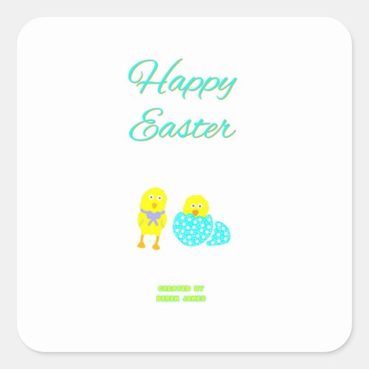 イースターハッチングスクエアステッカー スクエアシール (正面)