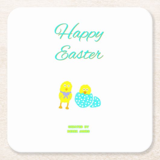 イースターハッチングスクエア紙コースター スクエアペーパーコースター (正面)