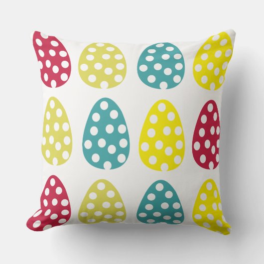 イースターハッピーイースターエッグ水玉模様イースター クッション (正面)