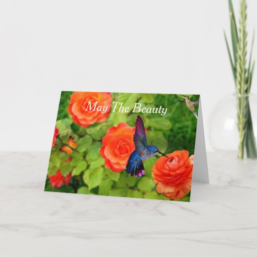 イースターハミングバード美しい シーズンカード (正面)