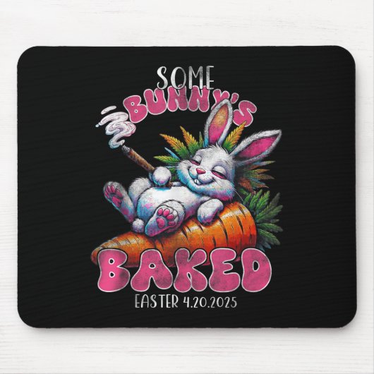 イースターバおもしろいニーウィード喫煙ウサギ4_20日 マウスパッド (正面)