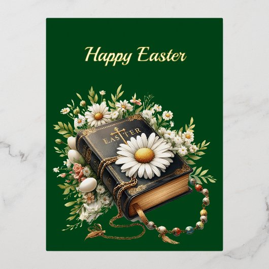 イースターバイブルロザリオイラストレーション 箔シーズンポストカード (正面)