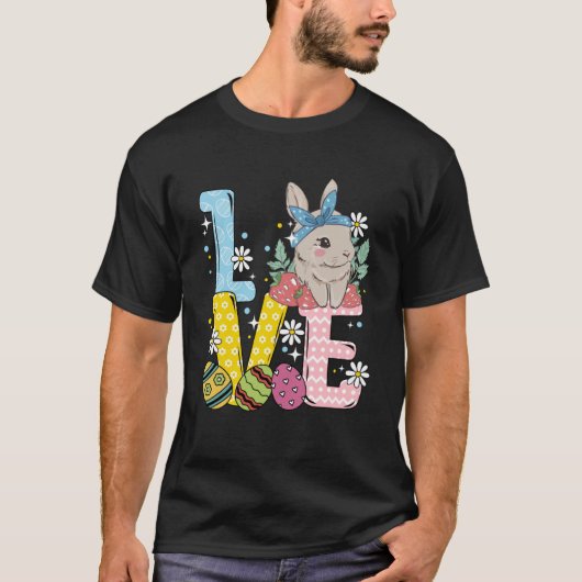 イースターバカラフルニー復活祭の卵の愛イースターバン Tシャツ (正面)