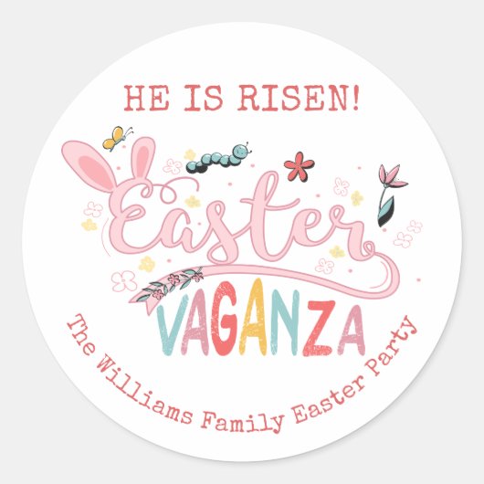 イースターバガンザパスクアピクニックイースターバニーエッグ狩り ラウンドシール (正面)