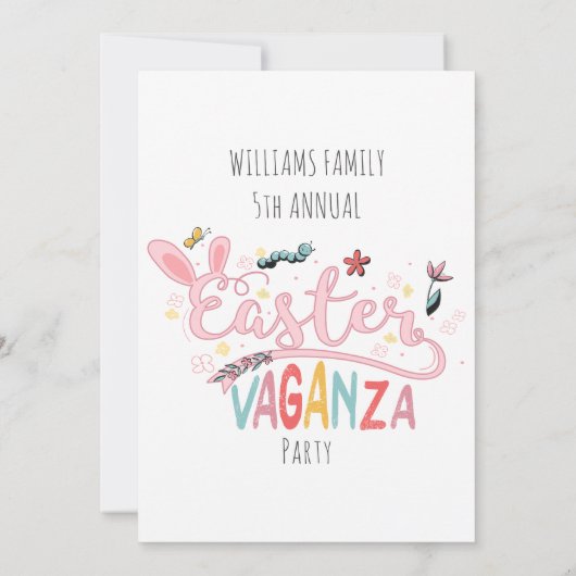 イースターバガンザパスクアピクニックイースターバニーエッグ狩り 招待状 (裏面)