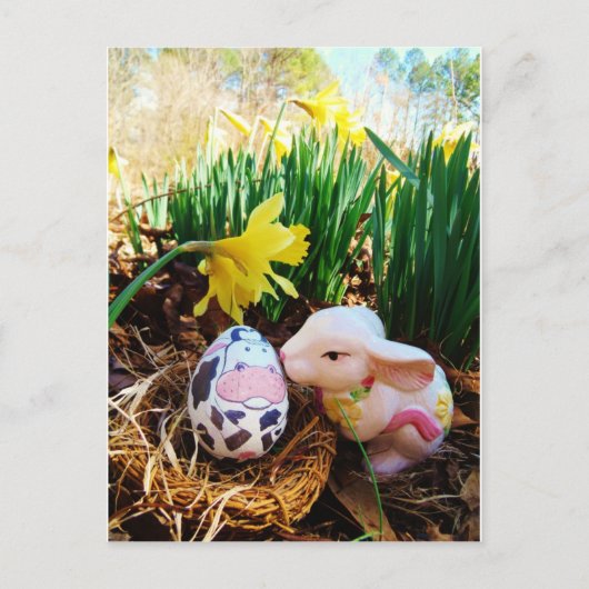 イースターバキスをするニー牛の卵 シーズンポストカード (正面)