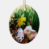 イースターバキスをするニー牛の卵 セラミックオーナメント (右)