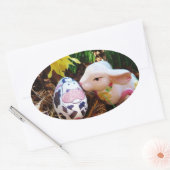 イースターバキスをするニー牛の卵 楕円形シール (封筒)