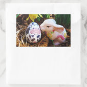 イースターバキスをするニー牛の卵 長方形シール (バッグ)