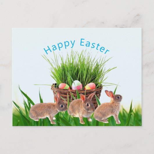 イースターバスケットとうさぎのハッピーな休日 ポストカード (正面)