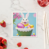 イースターバスケットとイースターキュートなバニー スタンダードカクテルナプキン (インサイチュ)