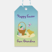 イースターバスケットとベビーシック ギフトタグ (正面)