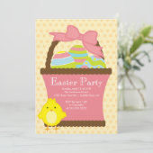 イースターバスケットのひよこのイースターパーティの招待状 招待状 (スタンド正面)