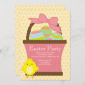イースターバスケットのひよこのイースターパーティの招待状 招待状 (正面/裏面)