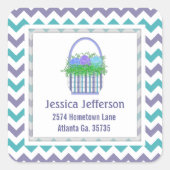 イースターバスケットの住所ステッカー スクエアシール (正面)