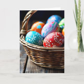 イースターバスケットの卵でいっぱいのクローズアップ シーズンカード (正面)