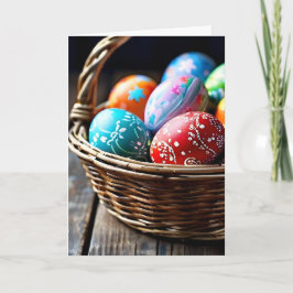 イースターバスケットの卵でいっぱいのクローズアップ シーズンカード