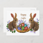 イースターバスケットウサギと卵 ポストカード (正面/裏面)