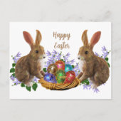 イースターバスケットウサギと卵 ポストカード (正面)