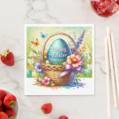 イースターバスケットエッグと春の花 スタンダードランチョンナプキン (インサイチュ)
