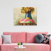 イースターバスケットエッグフラワーズアンティーク キャンバスプリント (インサイチュ (リビング))