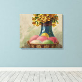 イースターバスケットエッグフラワーズアンティーク キャンバスプリント (インサイチュ (ウッドフロア))