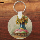 イースターバスケットエッグフラワーズアンティーク キーホルダー (正面)
