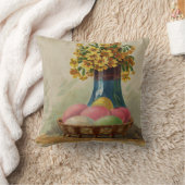 イースターバスケットエッグフラワーズアンティーク クッション (ブランケット)